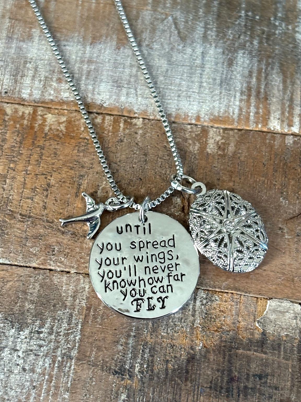 Spread Your Wings And Fly Diffuser Necklace