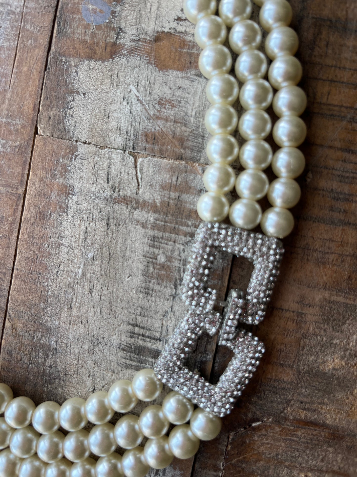 Three-Strand Pearl & Lava Statement Necklace