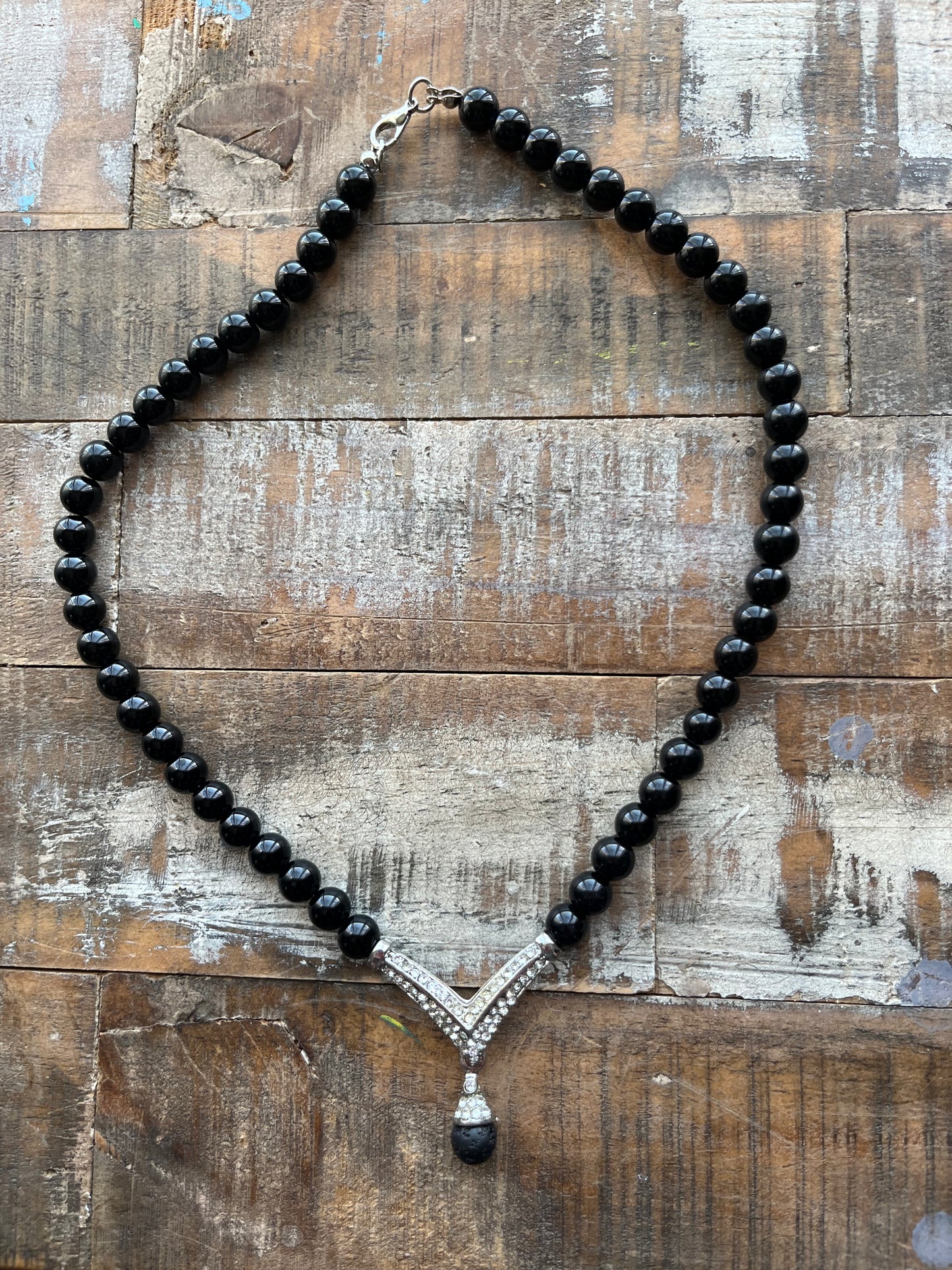 Black Beaded Statement Necklace