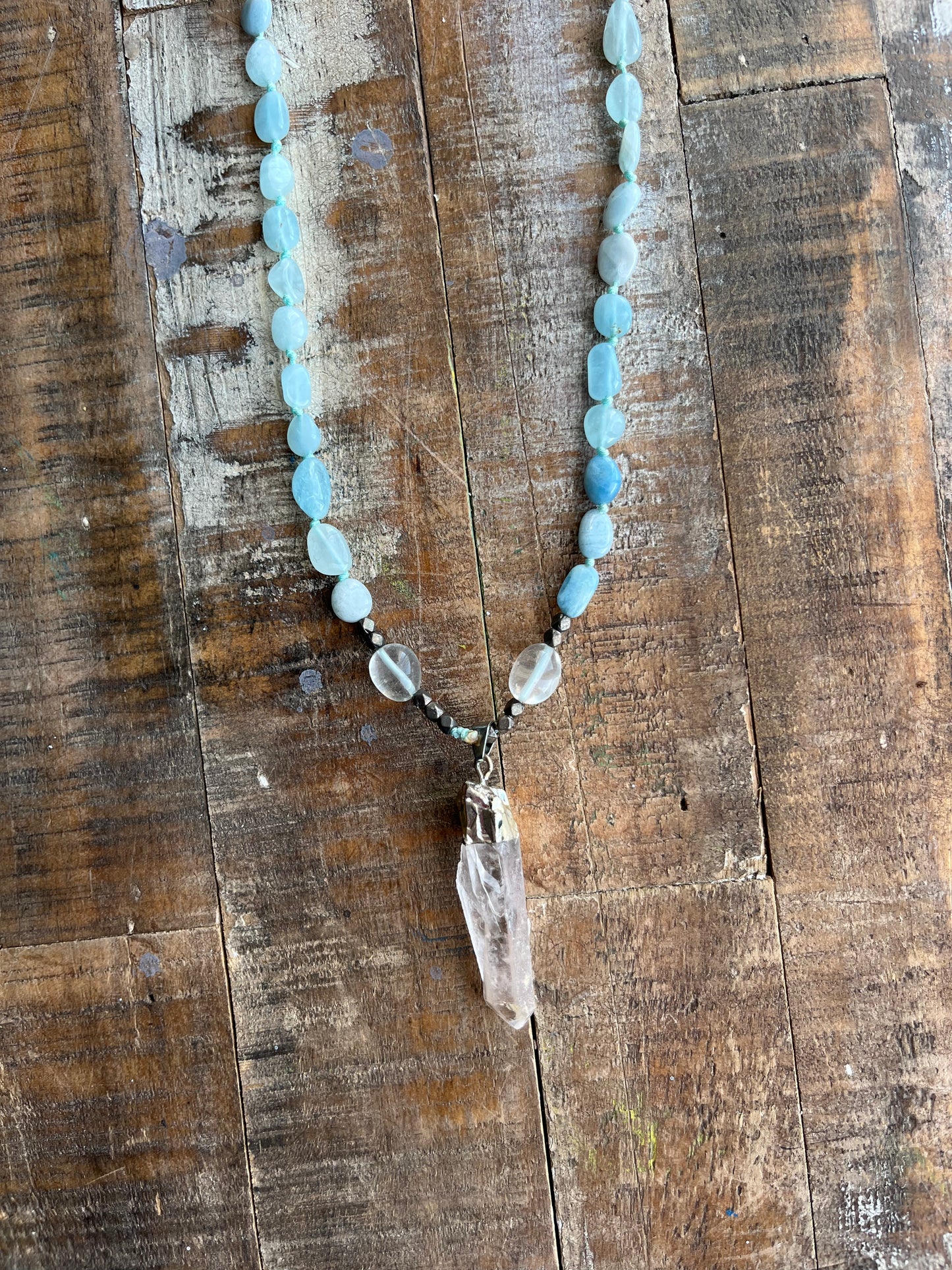 Aquamarine & Lava Energy Necklace