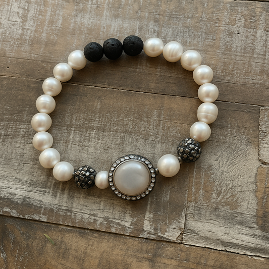 Pearl and Lava Statement Bracelet