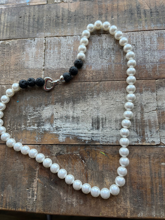 Pearl Heart Clasp Necklace