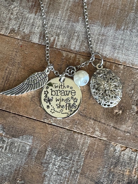 With Brave Wings Diffuser Necklace