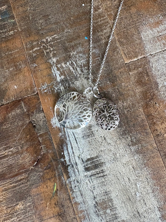 Rooted in Light – Tree of Life & Filigree Charm Necklace